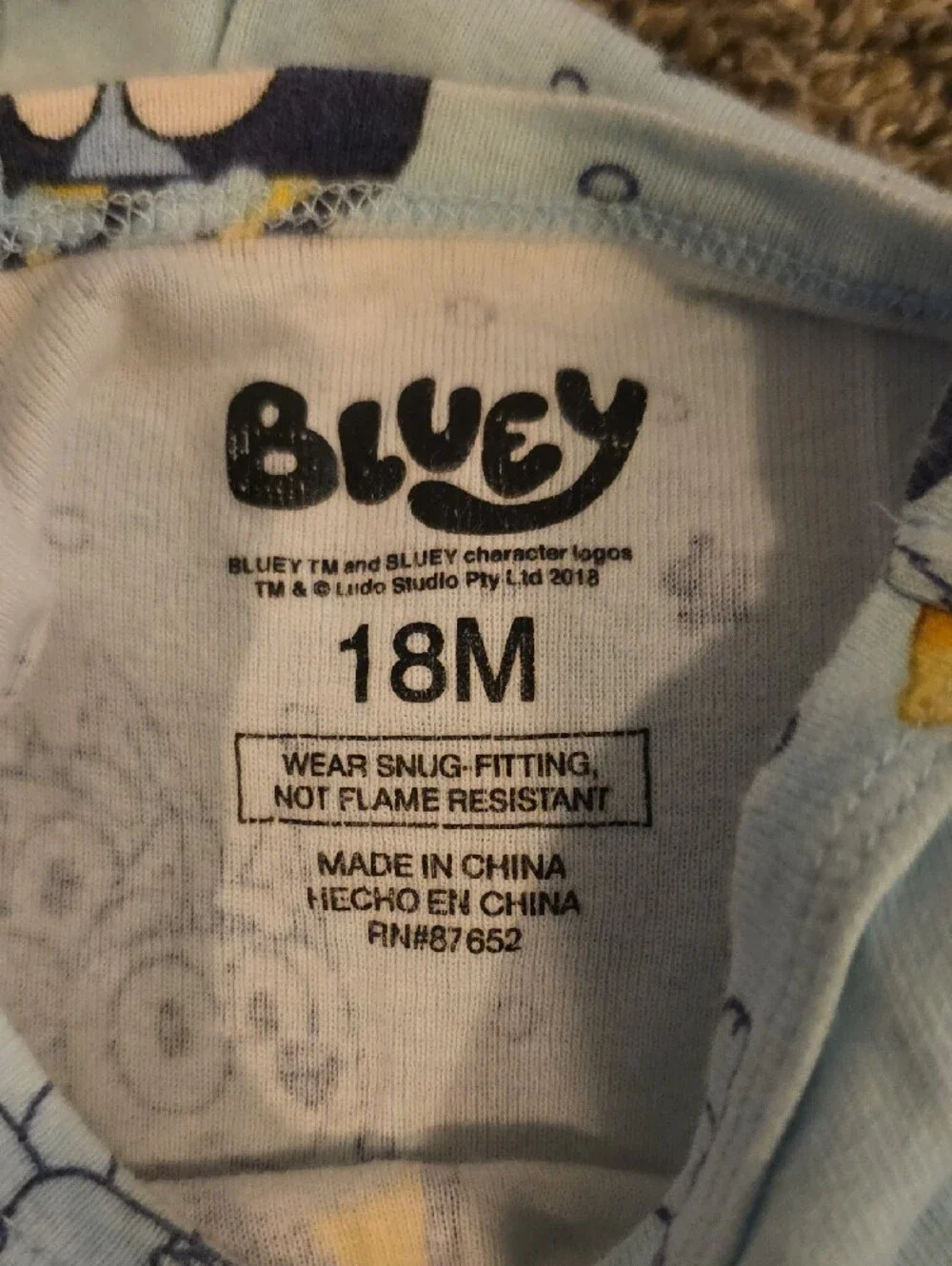 Bluey Kids Two-Piece Pajama with Cartoon Dog Print